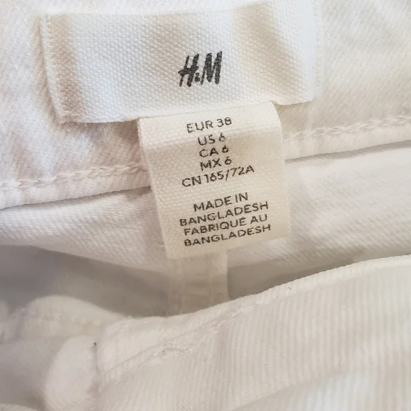 H&M High Waist Button Up Cropped Distressed White Jeans Size 6 - Picture 4 of 8